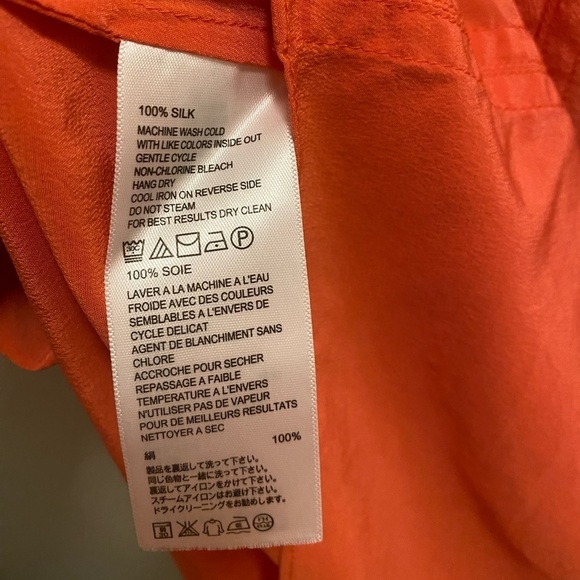 Tommy Bahama 100% Silk Coral Short Sleeve Blouse - Picture 6 of 7